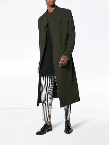 *NWT* HAIDER ACKERMANN AZURITE SILK JERSEY LONG COAT $3,000 (GREEN/KHAKI 48) image 11