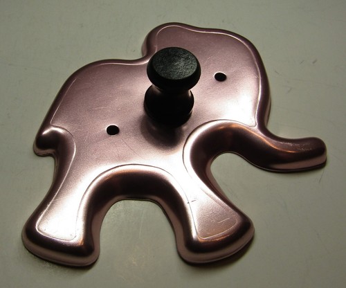 Pink *Elephant* Aluminum Cookie Cutter w/ Wooden Handle / Knob