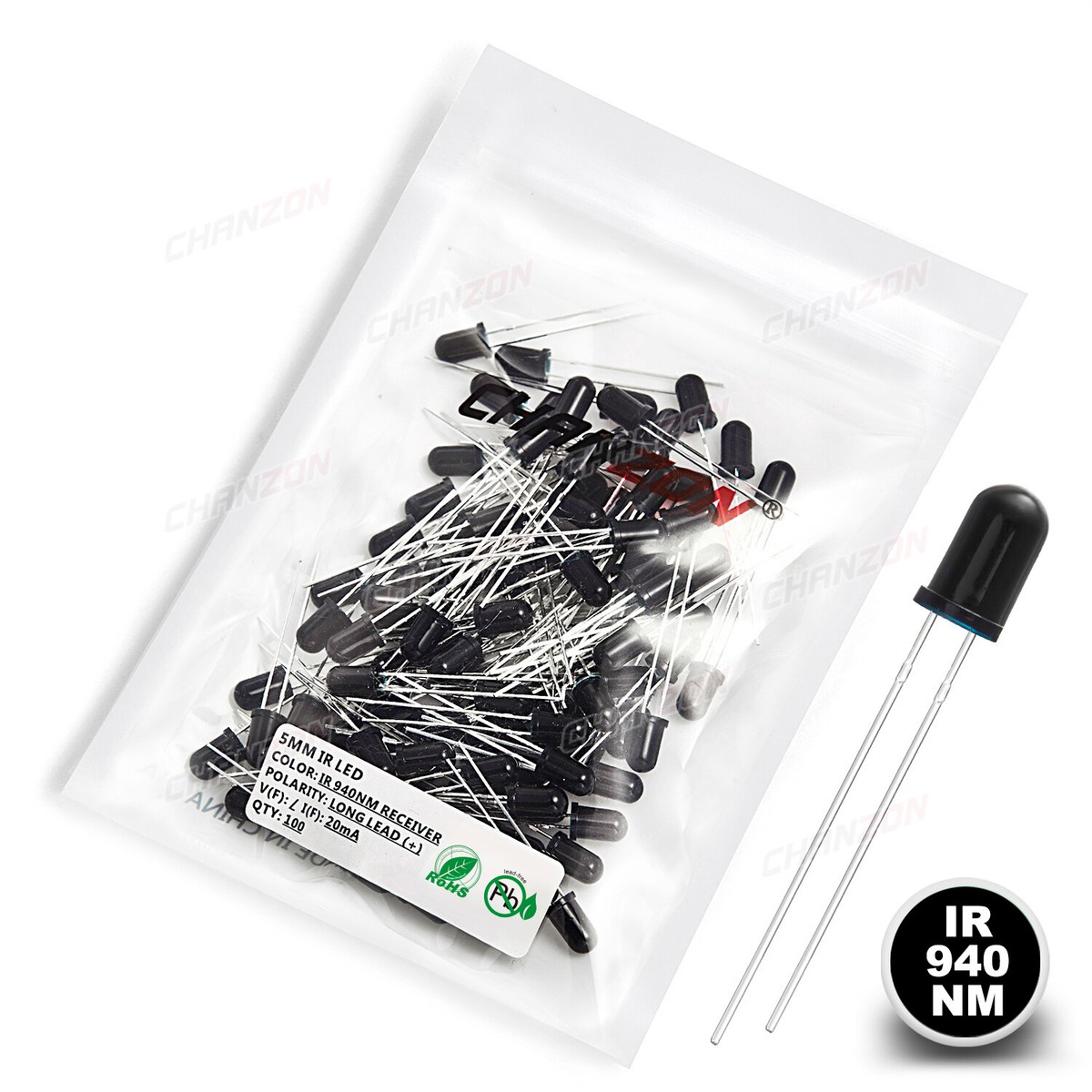 Kit DEL Infrarouge ALLECIN - 60 Pièces Émetteurs/Récepteurs IR 3mm/5mm 940nm