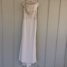 La Femme Embellished Off the Shoulder Gown Size 2 In Light Taupe Mother Of Bride