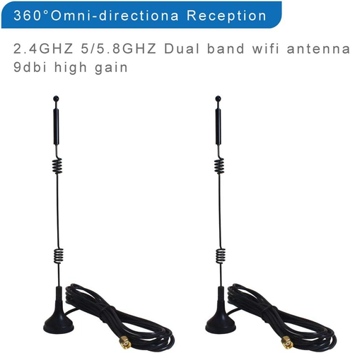 Dual Band Long Range Wifi Antenna 2-Pack 9Dbi 2.4Ghz 5Ghz RP-SMA Connector - Picture 4 of 12