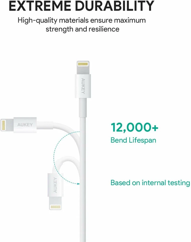 AUKEY Lightning Cable 3.3ft with Aramid Fiber Support Cores - Image 2 of 4