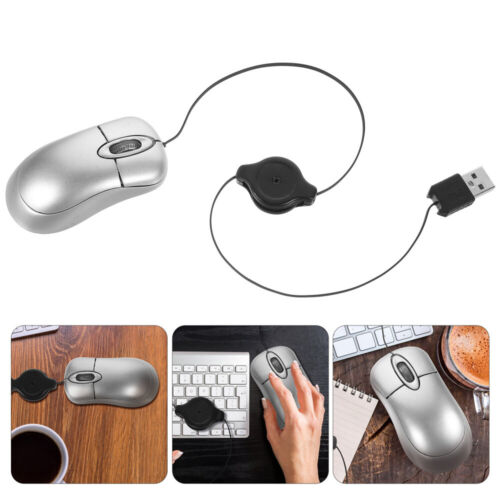  Mouse Cablato Per Laptop USB Retrattile Minicomputer Portatile Topo Viaggiare - Foto 1 di 12