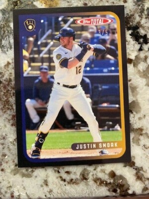 2020 TOPPS TOTAL WAVE 4 BLACK PARALLEL CARD 3/5 BREWERS JUSTIN SMOAK #373