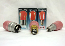 15 watt Coloured Pygmy Light Bulbs "Crompton" Branded BC SBC SES End Caps