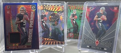 2024 Michael Penix Jr.- Falcons Rookie (4) Card Lot: Cubic /399, Optic Patch