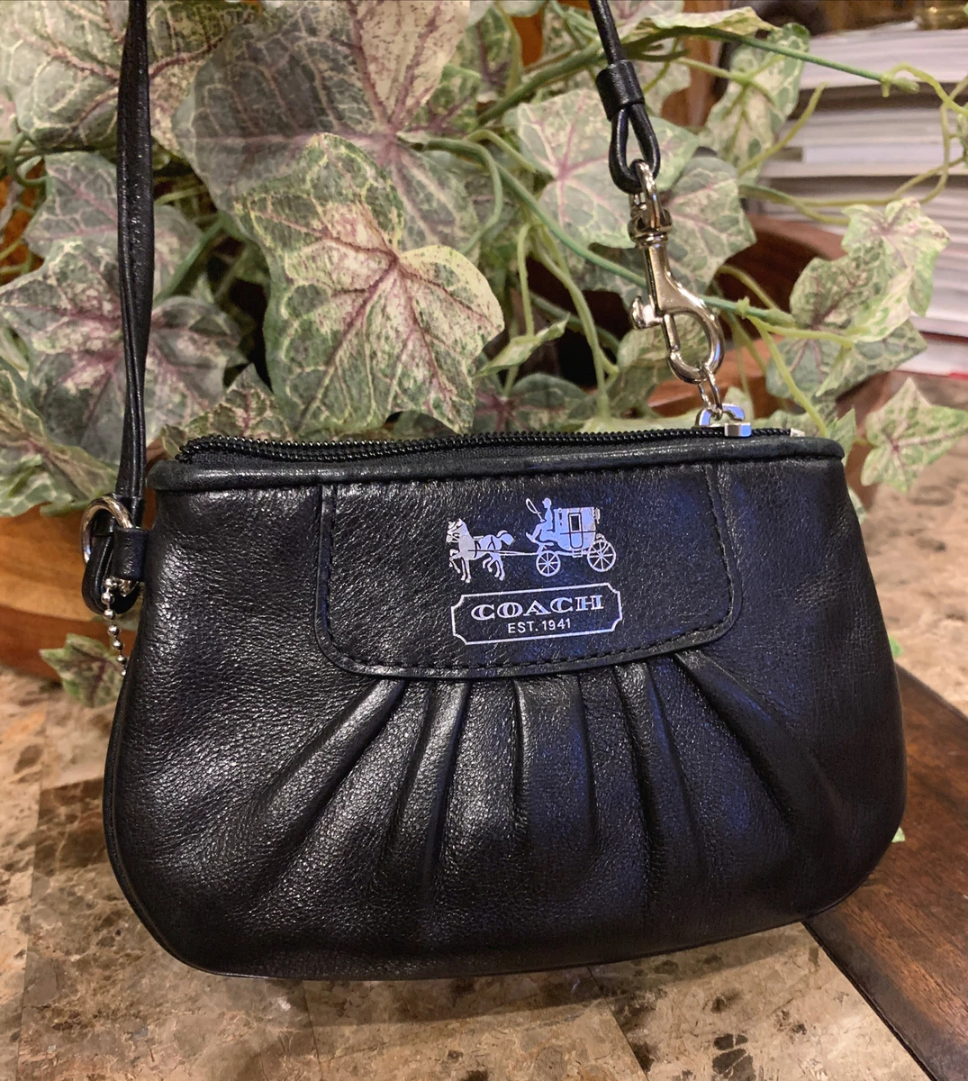 coach small wristlet black leather