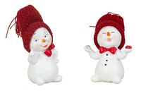 Weihnachten,2 StüCk Schneemann Figuren Rot Stehend 7 Cm Dekofigur Winterdeko