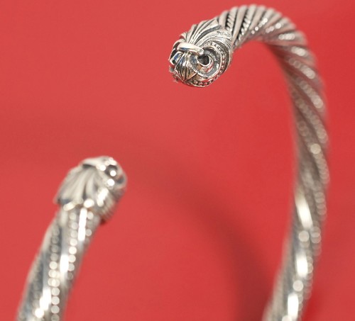 $475 SCOTT KAY 40g Ø7mm 2.5" 64mm Sterling Silver Twisted Rope Cuff Men Women - Picture 8 of 12