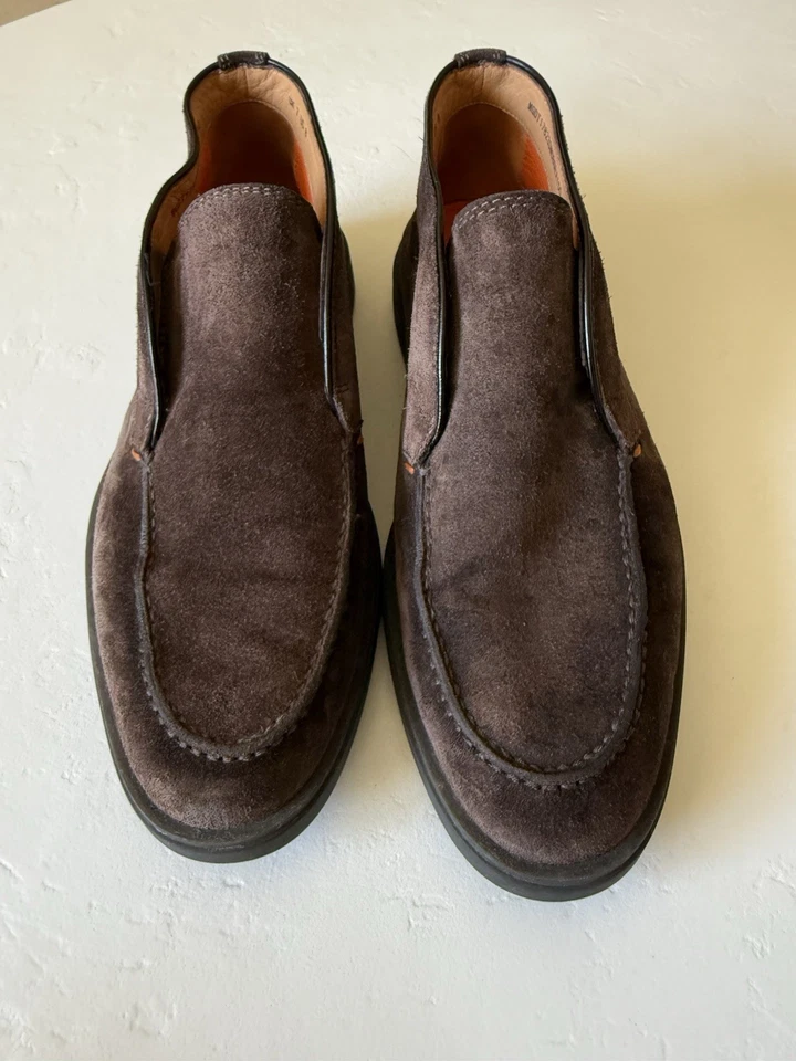 Zapatos sin cordones Santoni Dragon marrón oscuro gamuza cuero para hombre talla US 8 $890 Foto 4 de 4