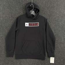 Jordan Hoodie Boy's Large 12-13 Black Fleece Jumpman Box Logo Kangaroo Pocket
