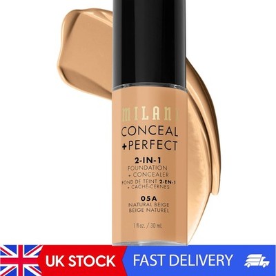 All-Day Coverage 2-in-1 Foundation & Concealer - Water-Resistant Natural Beige