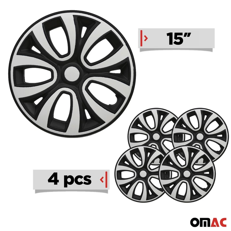 Cubiertas de rueda de 15" tapacubos R15 para GMC Yukon negro mate blanco mate Foto 3 de 4