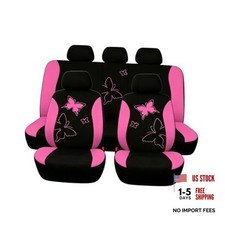 Car Seat Covers, 9PCS Butterfly Print High Back Vehicle Front Seat  Rear Pink