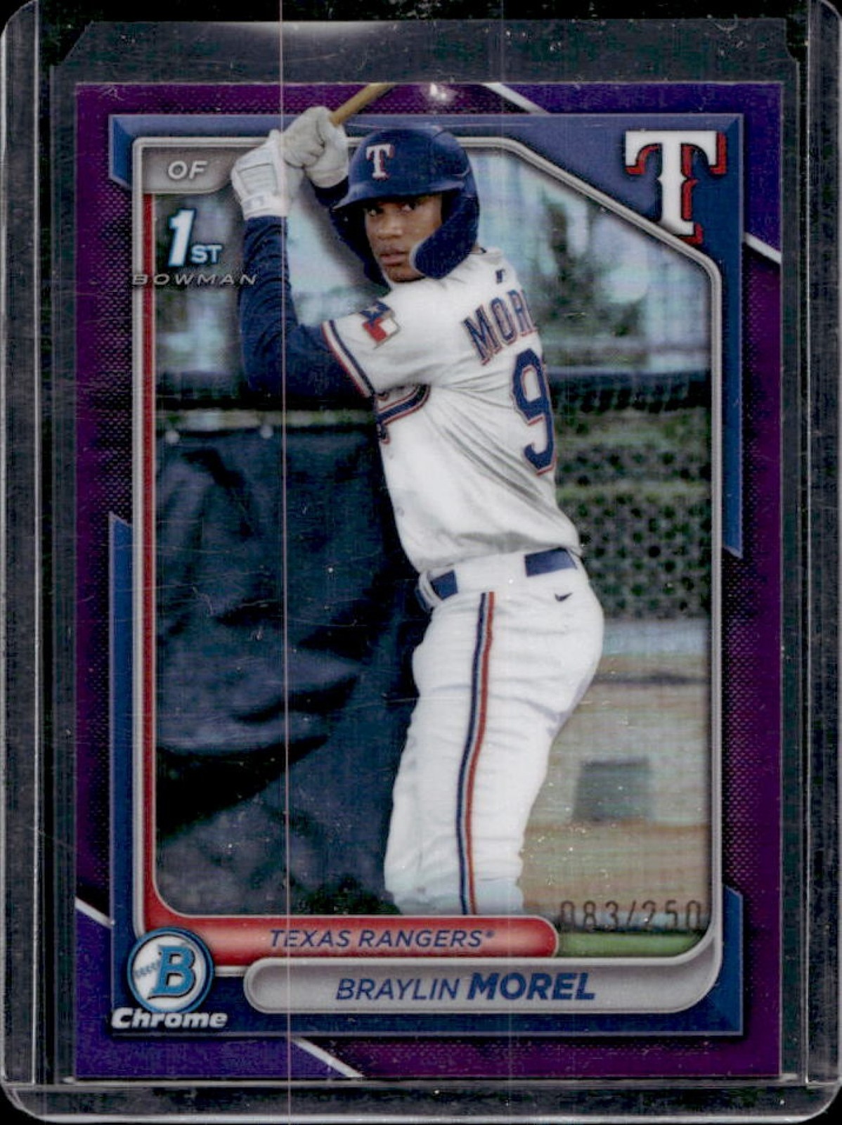 2024 Bowman Chrome Braylin Morel Purple Refractor 1st #83/250 Rangers