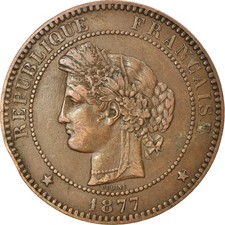 [#875744] Coin, France, Cérès, 10 Centimes, 1877, Paris, EF, Bronze, KM:815.1