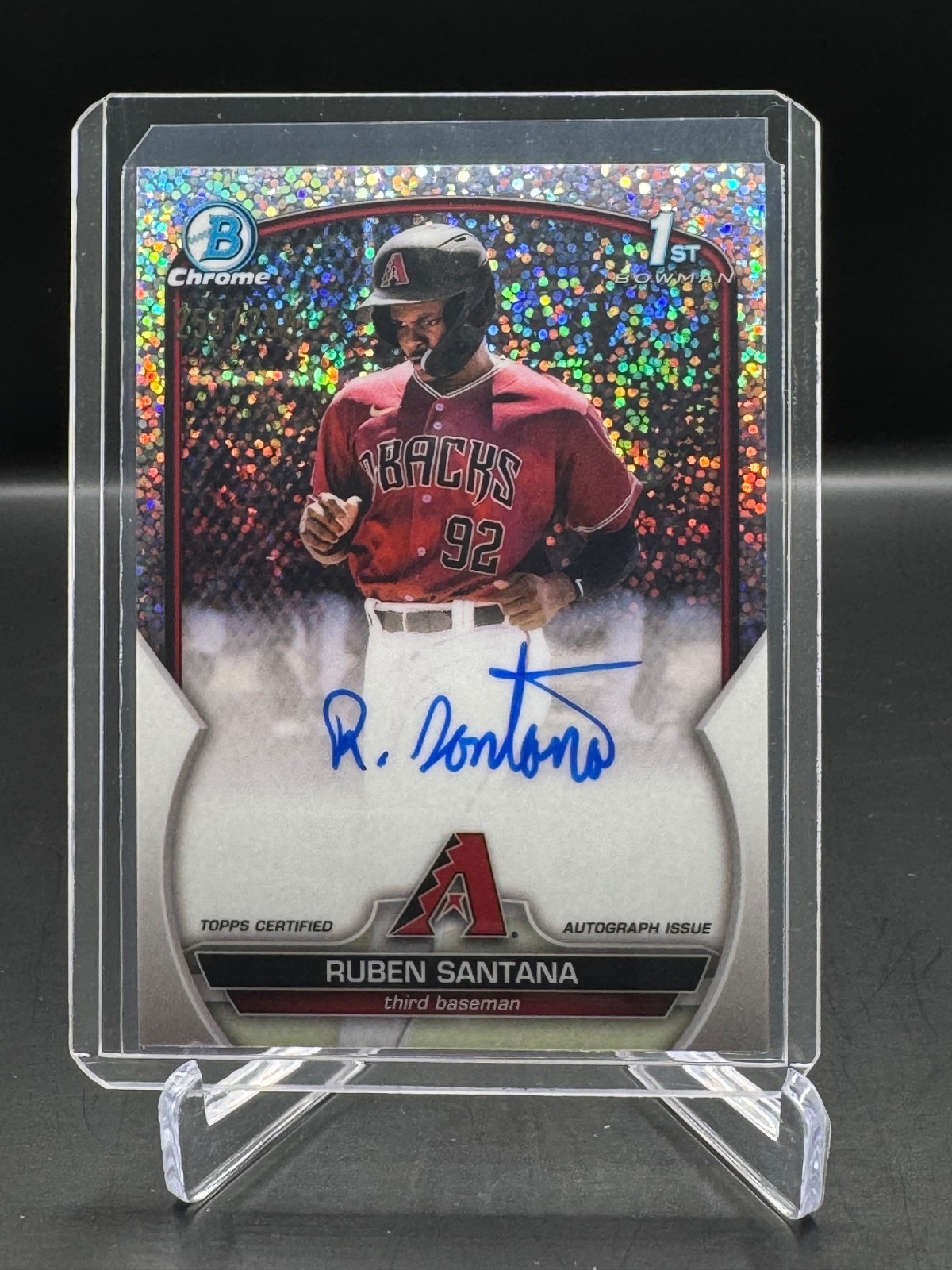 2023 BOWMAN CHROME!  RUBEN SANTANA!  1ST BOWMAN!  ON-CARD AUTO!  SPECKLE!  #/299