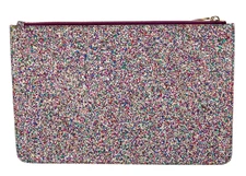 $245  EDIE PARKER Coated Metallic Glitter Pouch Clutch (12" x 7.75") Brand New