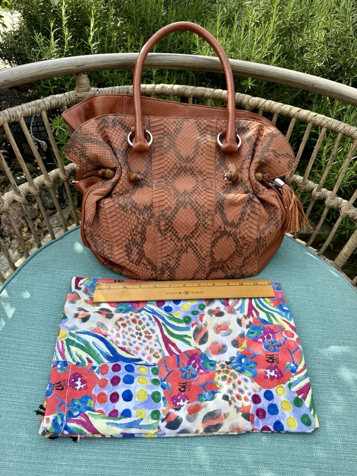 Bolso de hombro grande de cuero marrón óxido CHI by Carlos Falchi de colección nuevo sin etiquetas Foto 4 de 4