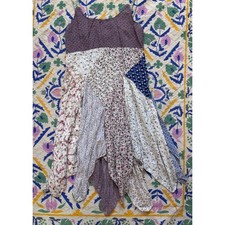 Boho Patchwork Floral Handkerchief Hem Dress Vintage y2k size medium