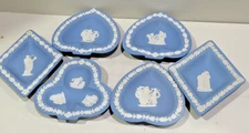 Wedgwood Jasper Ware Bridge Card Game / Trinket Trays SET 6 Wedgwood Blue