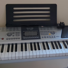 RockJam RJ-661 61-Key Electronic Keyboard Silver/Black Stand Built-in Speakers
