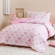 4 Pcs Toddler Comforter Set Bed In A Bag Bedding All Season Soft Pink Bow