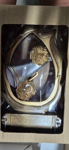 Cheerleading - High Relief Resin - 7 1/4" tall - Silver Horn - Gold Pom Poms