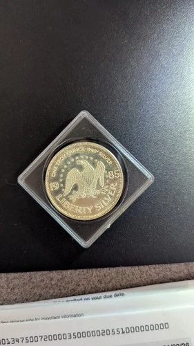 1985 1 Oz 999 Silver Round  "LIFE LIBERTY HAPPINESS" A-MARK Proof Like