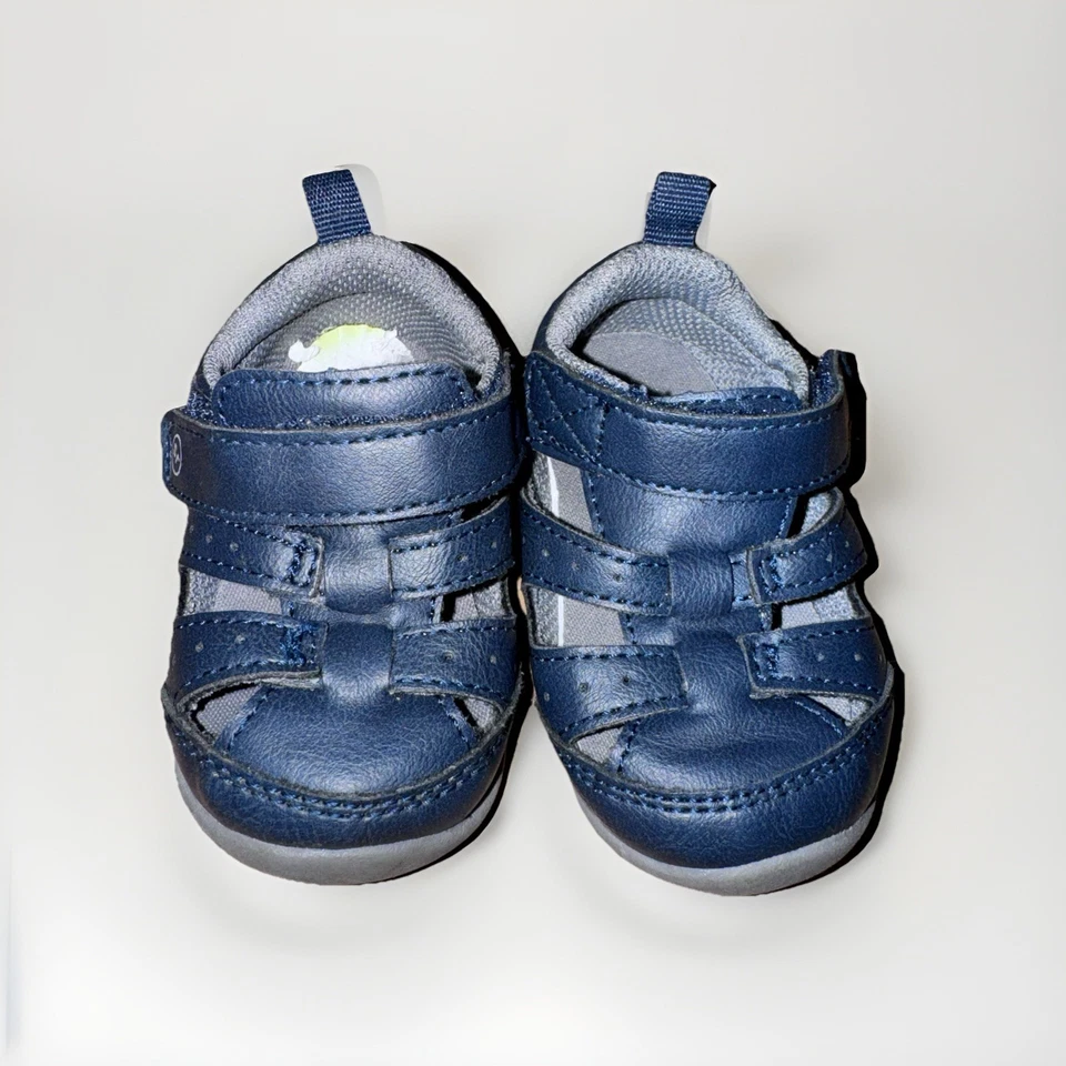 Sandálias infantis Otis Munchkin bebê meninos 3m Stride Rite azul marinho - Imagem 2 de 4