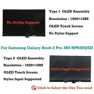 Samsung Galaxy Book2 Pro 360 NP930QED-KA1FR FHD LCD Touch Screen Assembly Panel