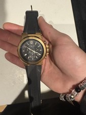 Michael Kors MK-8184 Mens Black Band Rose Gold WRISTWATCH  AS IS 