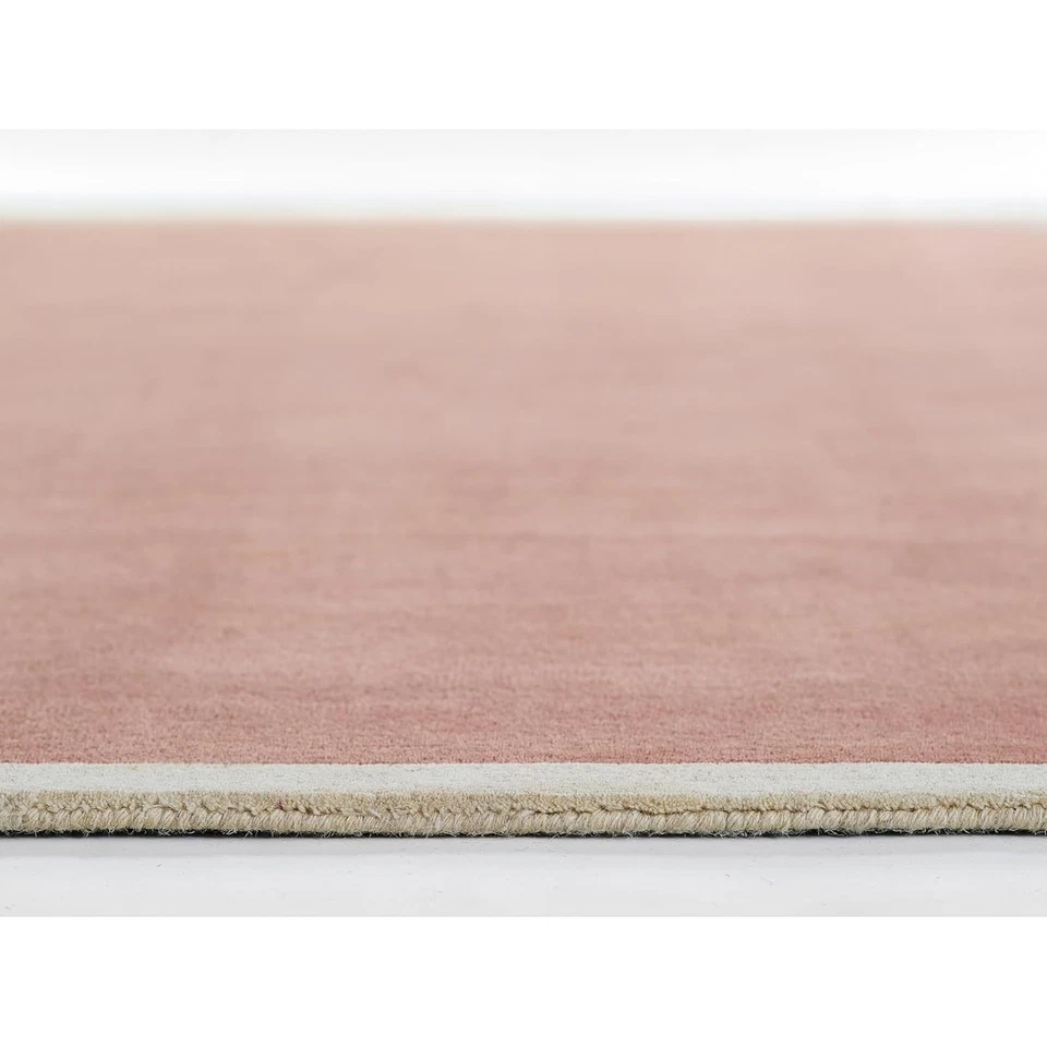 Hand-Tufted Wool Area Rug 8x10 Soft Pink Minimalist Carpet for Living Room Decor - Image 4 of 4