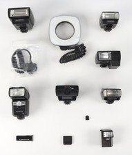 Lote de flashes de marcas surtidas (varios tipos) para varios modelos de cámara