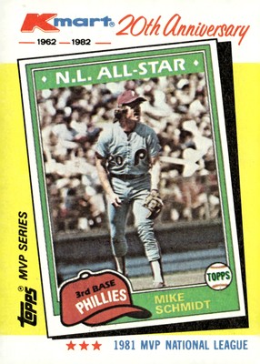 1982 Topps Kmart 20th Anniversary AL & NL MVP's #41 Mike Schmidt
