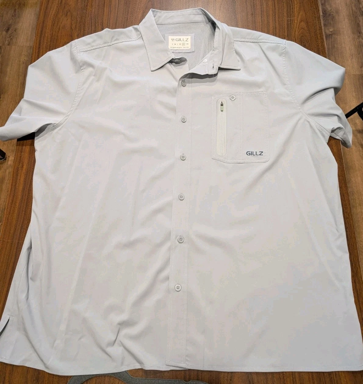 Gillz Fishing Shirt Men's Size XXL 2X Vented Lightweight Short Sleeve Light Gray