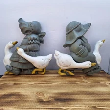 VTG Set of 2 HOMCO Burwood Boy & Girl Duck  Goose Home Interiors 2865 Wall Decor