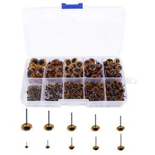 100Pcs 3-12mm 10Size Amber Color Glass Eyes Kits for Needle Felting Bears Dol...