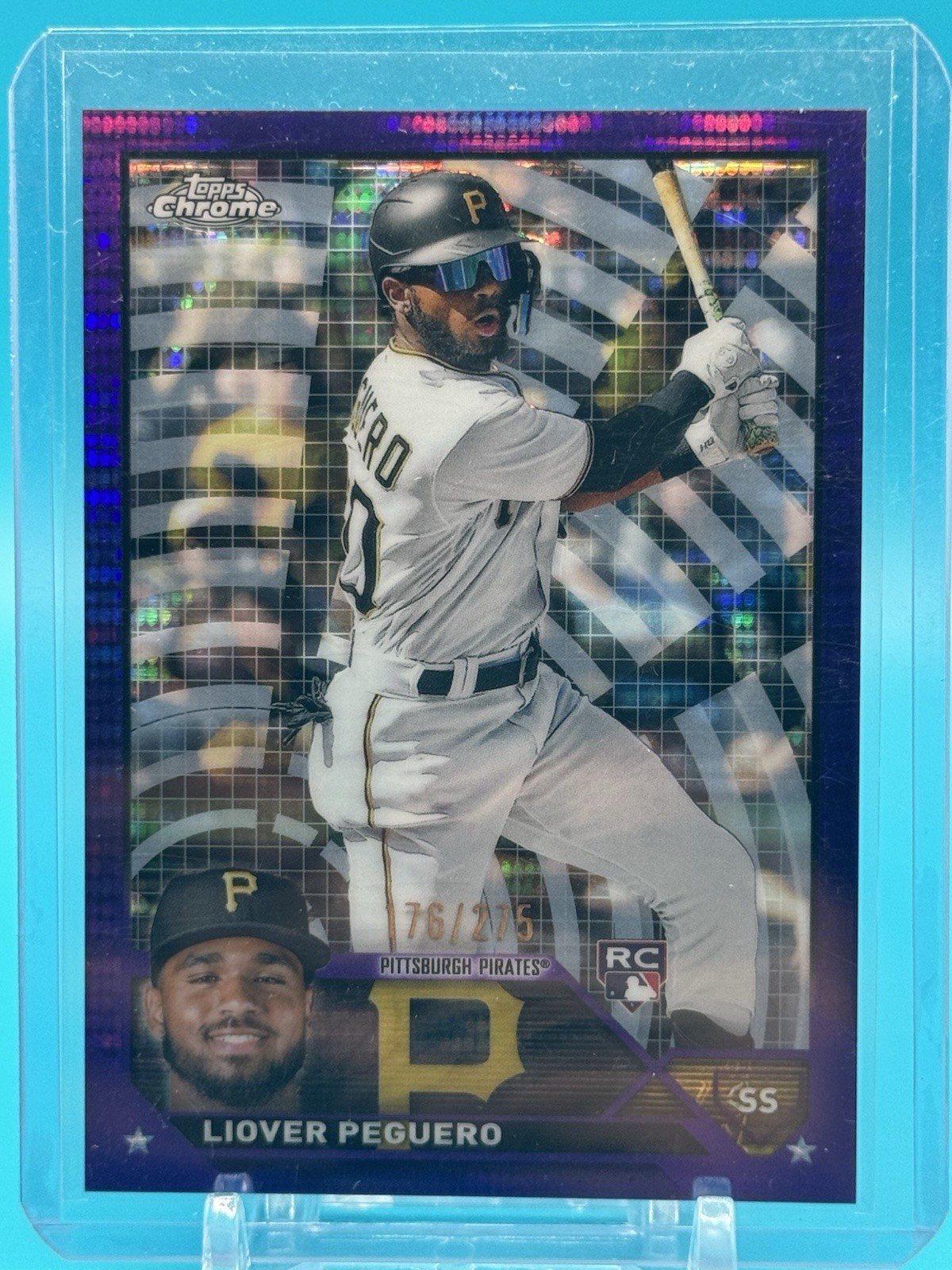 Liover Peguero Rookie #/275 2023 Topps Chrome Purple Sonar Refractor #72 Pirates