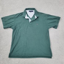 Tommy Hilfiger Polo Mens Medium Cotton Blend Green Short Sleeve Shirt
