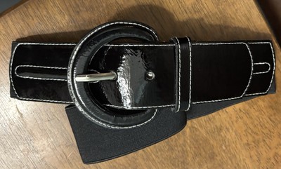 Another Line Black Poly Upper Belt Sz S/M/28 1-3/4 Wide Stretch Band EUC