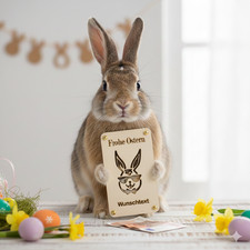 Geldgeschenk Ostern personalisiert Wunschtext Karte Hase Osterhase 15x9cm