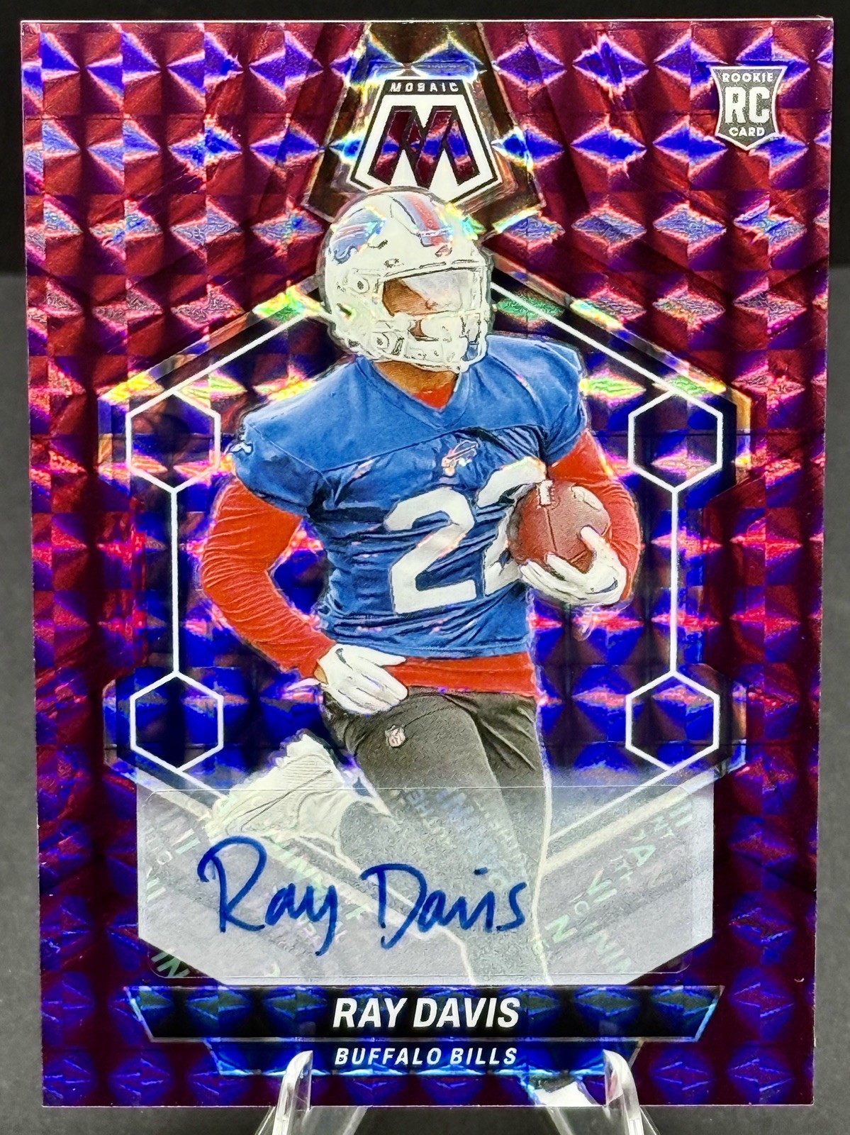 2024 Panini Mosaic - Ray Davis #387 - Rookie Purple Prizm Auto /49 (RC) - Bills