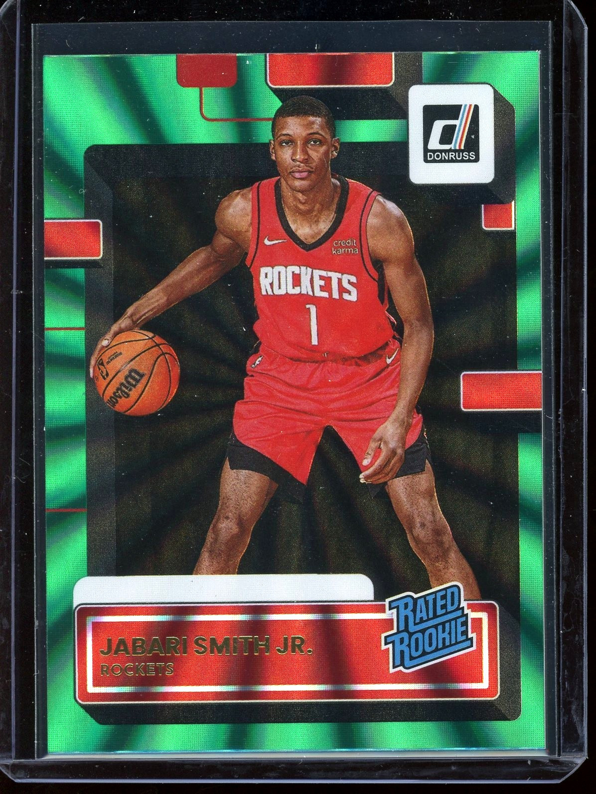 2022-23 Donruss NBA #203 Jabari Smith Jr. Holo Laser Green Houston Rockets