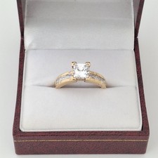 Square Princess-Cut 925 sterling silver/gold plating Ring Size N 1/2