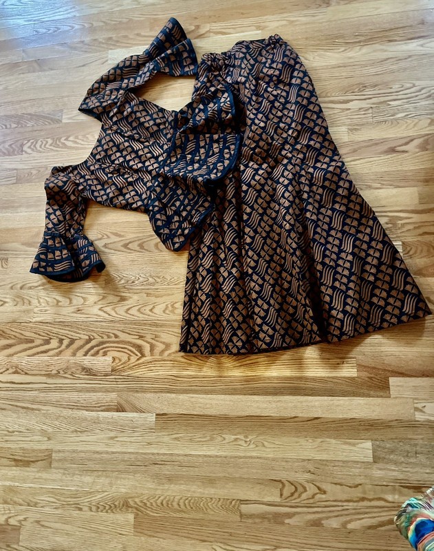 African print Brown and Black Skirt Set