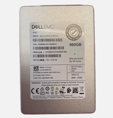 6NFDV 06NFDV DELL EMC 960GB SATA 2.5'' 6Gbps HFS960G3H2X069N SSD Gen14 15 16 Tray