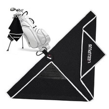 4-in-1 Magnetic Golf Towel with Brush  Cleaning Pocket - Premium Black