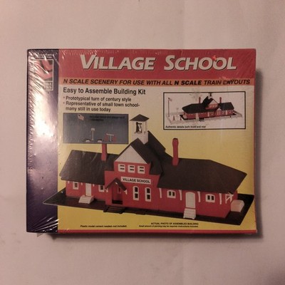 Life-Like N Scale Model Train Building Kit  Village School Sealed