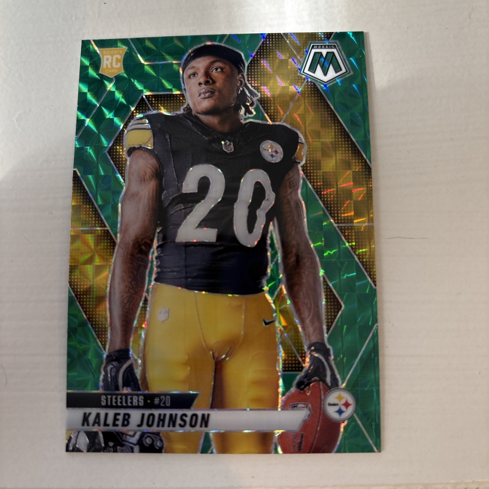 Kaleb Johnson Rookie Variation Green Mosaic Prizm #289 Steelers RC -2025 Mosaic